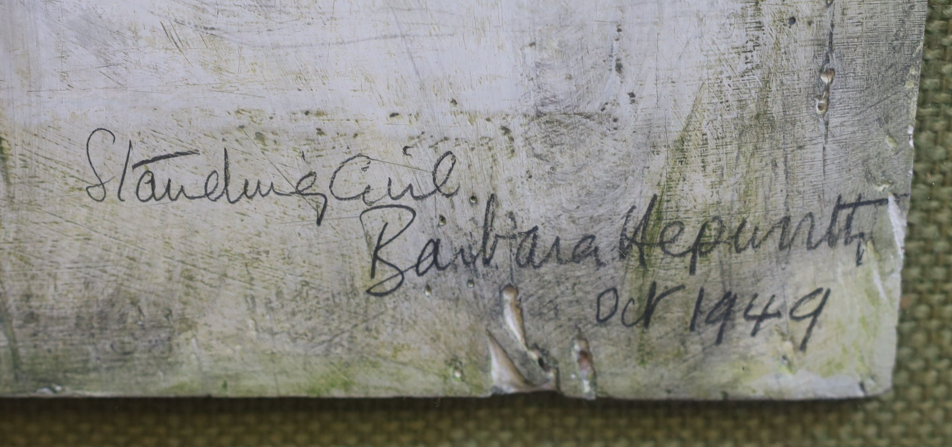Dame Barbara Hepworth (1903-1975), 'Girl (Pillar) 1949', oil and pencil on board, 68 x 22cm